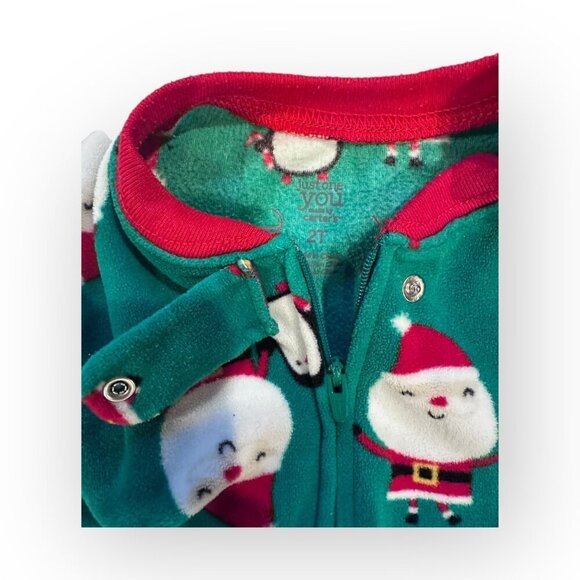 Carters Just One You Fleece Santa Clause Christmas Footed Pajamas Size 2 Toddler - Picture 7 of 16